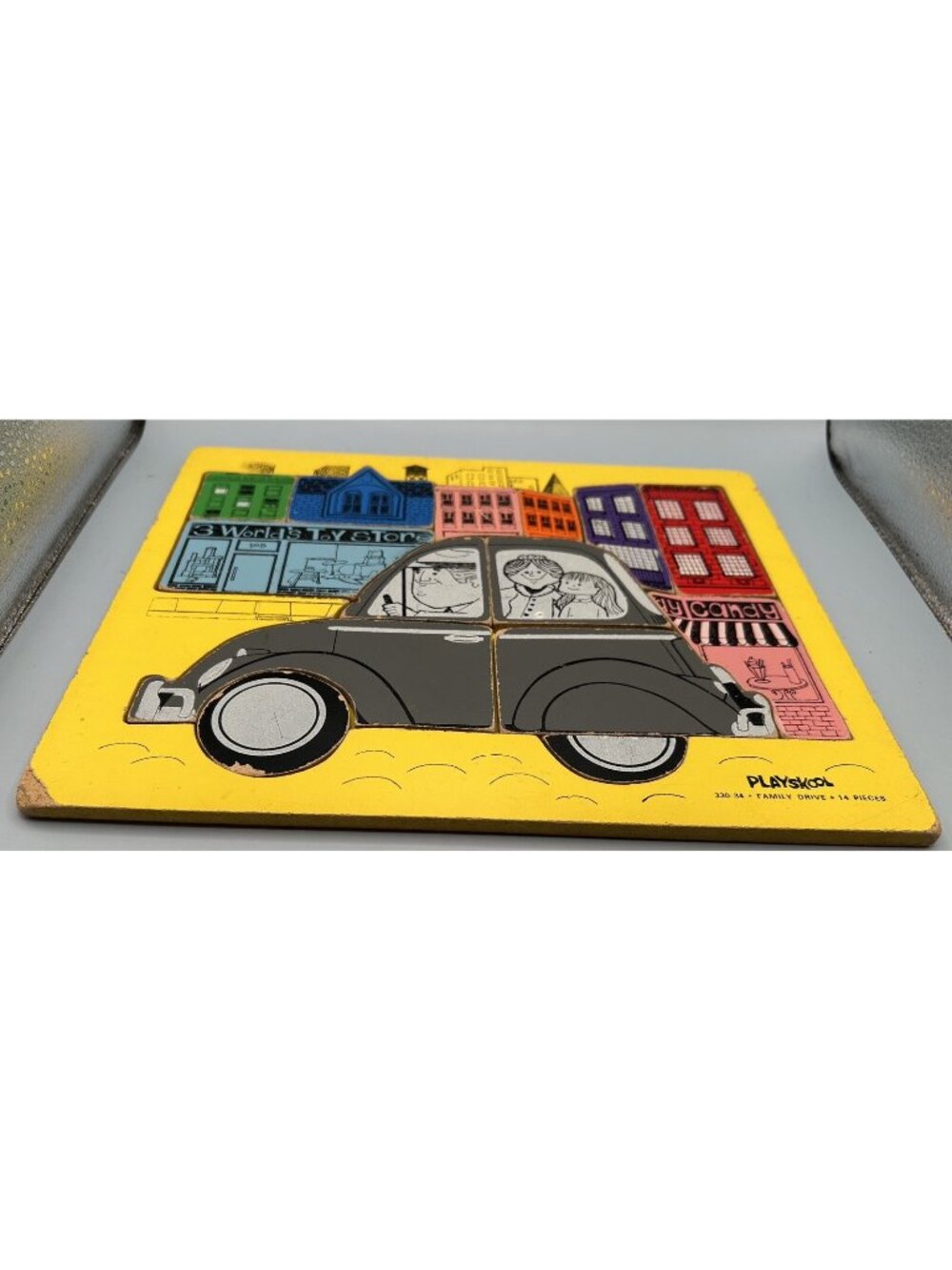 Vintage Playskool 330-34 “Family Drive” Wooden Puzzle